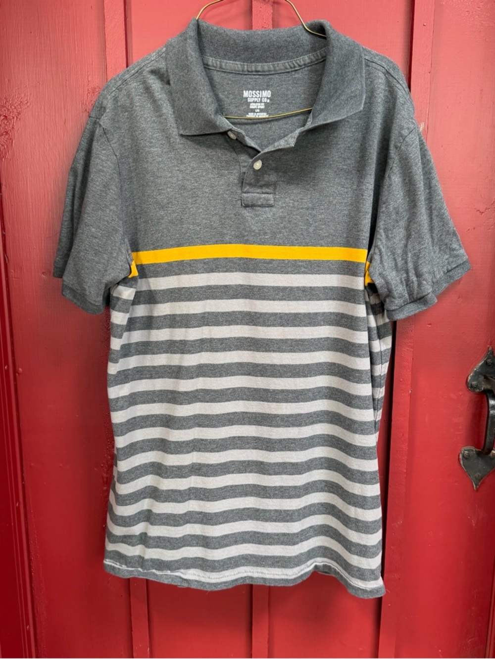 Mossimo Supply Co. Gray Polo with Yellow Accent Stripe